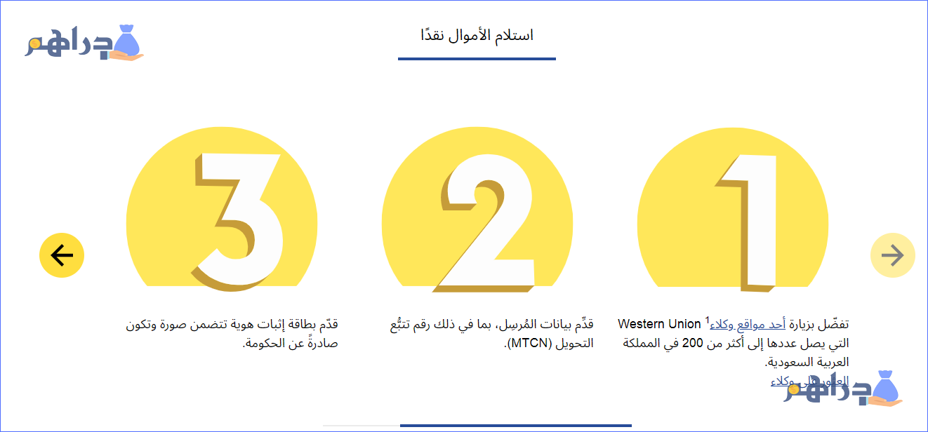 استلام حوالة من ويسترن يونيون في السعودية